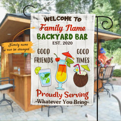 Backyard Bar Gardening Proudly Serving Flag