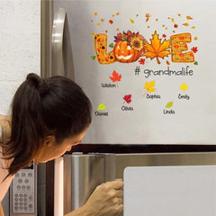 Love Grandma Life Pumpkin Fall Leaves Personalized Decal