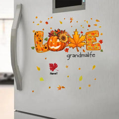 Love Grandma Life Pumpkin Fall Leaves Personalized Decal