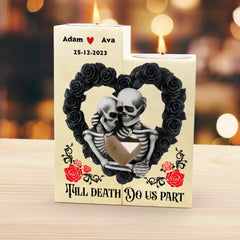 Till Dead Do Us Part Personalized Wood Candle Holder , Couple Gift