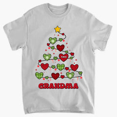 Grandma Christmas Tree - Personalized Custom T-Shirt - Christmas Gift For Grandma, Mom, Family Members