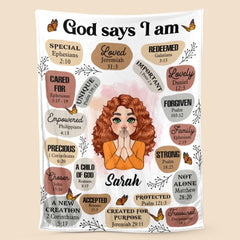 Personalized Blanket - God Says I Am - Meaningful Birthday Gifts