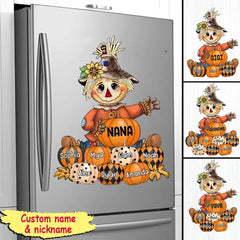 Fall Seasons, Pumpkin Grandma-Mom Personalized Sticker Decal and Fridge Magnet