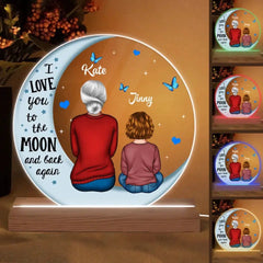 Personalized 3D LED Light Wooden Base - Gift For Grandma - I Love You To The Moon And Back