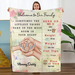 Welcome To Our Family, Personalized Blanket, Love Hand Family , Gift For Family