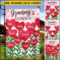 Auntie Mom Grandma's Garden Loads Of Sweet Heart Kids Personalized Flag