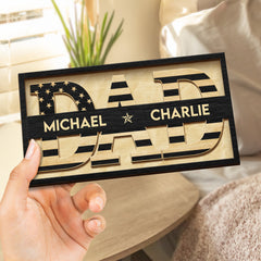 Dad - Gift For Father, Grandfather, Grandpa - Personalized 2-Layered Wooden Plaque With Stand