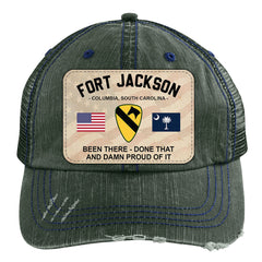 U.S Veteran Custom Distressed Trucker Cap Proudly Served Military Base Personalized Gift