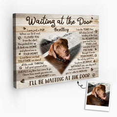 Waiting At The Door Dog Memorial Poster, Personalized Photo Dog Memorial Gifts
