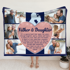 Father And Daughter Photo Collage Blanket, Personalized Fathers Day Gifts From Daughter