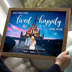 Dreaming Couple Happily Ever After - Personalized Canvas Poster - Anniversary, Valentine's Day Gifts For Couple