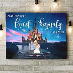 Dreaming Couple Happily Ever After - Personalized Canvas Poster - Anniversary, Valentine's Day Gifts For Couple